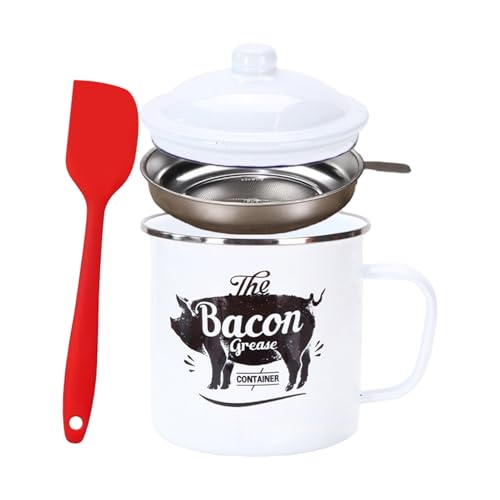 -Fautador de grasa – Tarro de almacenamiento para granja de 1200 ml, espátula de almacenamiento, cristal de cocina duradero, tapa a prueba de fugas, accesorios de cocina multiusos | Ahorrador de grasa