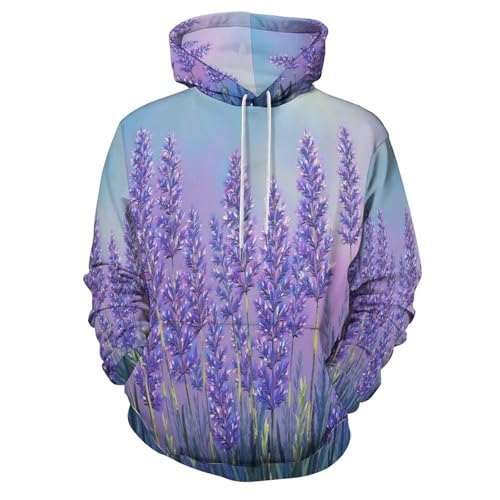 Sweat à capuche lavande 3D pour homme et femme, un pull unisexe artistique