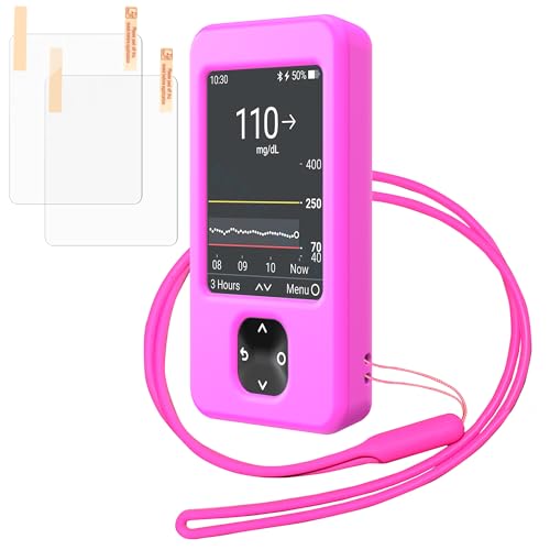 NSJ Silicone Dexcom G7 Receiver Case | Diabetes Travel Case, Lanyard & Screen Protector Included | Durable Diabetes Accessories | Silicone Diabetic Dexcom Cover Case | With Lanyard Port for Travel.