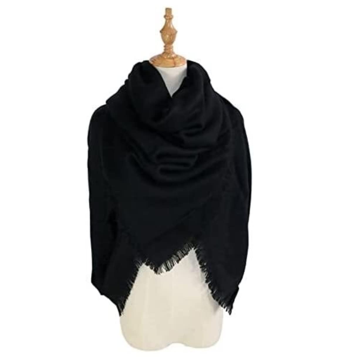 Szalik Zimowy Szalik Damski Szalik Zimowy Wrap Monochromatyczny Szalik Kwadratowy Z Frędzlami Ciepły Trójkątny Szalik Szalik Szal(B)