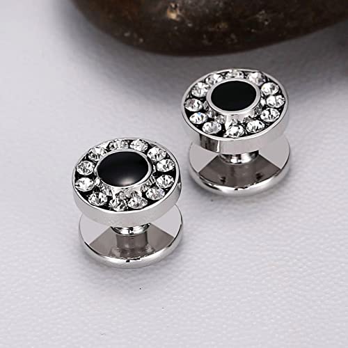 Mancuernillas de acero inoxidable negras para hombres miniatura 3