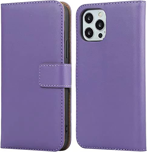 Étui en cuir véritable iPhone 13 Mini violet clapet chic INFRI