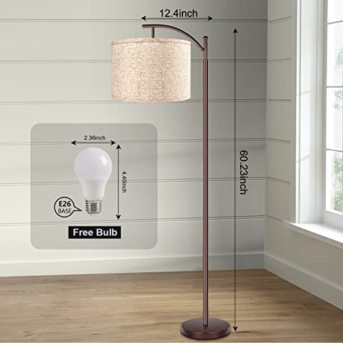 Image of Floor Lamp for Living Room, 4 Color Temperature LED Floor Lamp with Remote Control & Foot Switch, LED Bulb Included, Modern Standing Lamp for Bedroom, Study Room, Office - Oil Rubbed Bronze