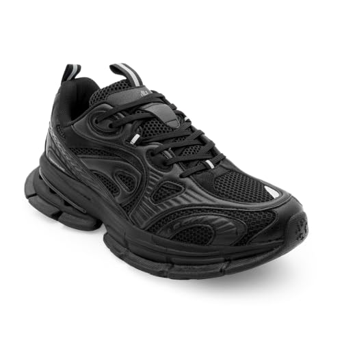 Image of Red Tape Men's Sneakers Grey Black Mesh Pu Round Toe Lace-Up