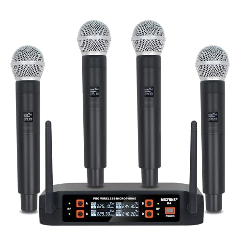 Micfuns K4 4 microfono senza fili portatile per canto su palco KTV