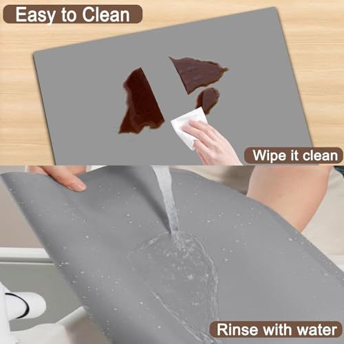 Image of 47.3''x23.6''(120cmx60cm) Extra Large Silicone Mat for Kitchen Counter, 1.5MM Thick Non-Slip Heat Resistant Countertop Protector, Waterproof Durable Kitchen Mat for Countertops, Translucent Black