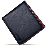 [ATIANNI] 財布 メンズ 2つ折り 本革 オイルドレザー 薄い ボックス型小銭入れ RFID＆磁気スキミング防止 大容量 一流 の 財布 職人 が 作る 二つ折り財布 ふたつおり サイフ コンパクト (Blue)