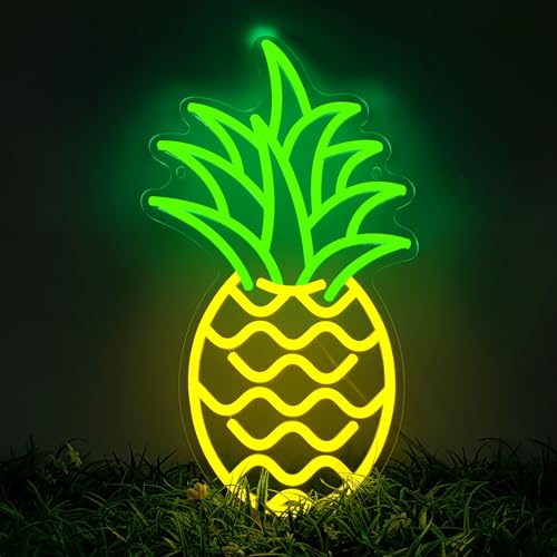 AYwYyjCh Neon Sign for Wall Decor Pineapple Neon Light for Bedroom, LED Light Up Business Sign Dimmable Hanging Art Gift for Kids Room Aesthetic Home Bar Store Party 15.7