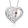 kaululu Gifts for Mom Personalized Birthstone Name Necklace for Women 925 Sterling Silver Best Custom Heart Necklace Build Your Mom Wife Girlfriend Birthday Gifts Mothers Day Gifts for Women
