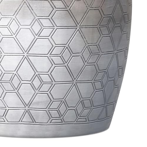 SIMPLIHOME Johnsen Metal Table - 15 inch Wide Solid Iron Round Accent Table in Antique Silver, Boho Side or End Table for Living Room or Bedroom with Etched Geometric Pattern, Assembled by SIMPLIHOME - Image 8