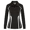 JACK SMITH Women Long Sleeve Polo Shirts Sports Athletic Shirts Dry Fit Golf Tennis Tops Zip Up Workout Shirts Black XL