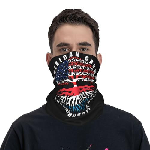 American Grown with Luxembourgish Roots Luxembourg Flag Neck Gaiter Balaclava Face Mask for Men Women Patriotic Design Seamless Bandana Cover Scarf Headwear Headband Head Wrap White2