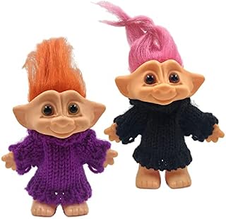 Perfeclan 2Pcs 4 Inch Vintage Trolls Dolls doll Action Figures Chromatic Adorable for Collections, School , Arts And Crafts, Party Favors