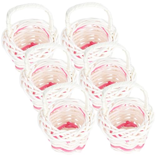 DECOMELODY 6 Stück Kleiner Rattan Körbe mit Griff Kleine...