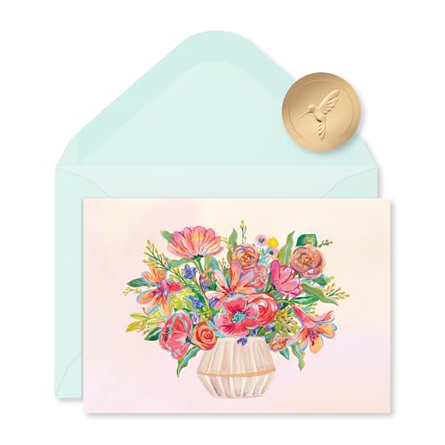 Papyrus 14-Count All Occasion Blank Stationery Notes Vase of Flowers