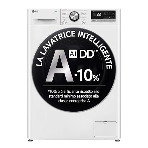 LG AI DD F4R7011TSWC Lavatrice Classe A -10%, 11kg Serie R7, Carica Frontale, 1400 Giri, AI Wash,...