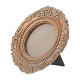 Alipis Marco de Fotos Vintage de Resina Dorada Envejecida Pequeño Marco Redondo Decorativo de 13x13 Cm Adornado Retro para Sobremesa y Pared Adecuado para Decoración del Hogar
