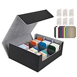 ZWSJLC デッキケース カードストレージ 大容量 カードケース PUレザー トレカ 収納 トレカケース ストレージボックス 24枚仕切り板 カードストッパー付き 「 MTG 各種 カードゲーム に対応 」(グレー, 2400+)