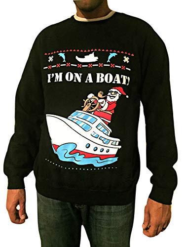 SnowtoriousFunny Christmas Sweater - I'm on a Boat - Ugly Christmas Sweatshirt - Unisex Style - Mens and Womens