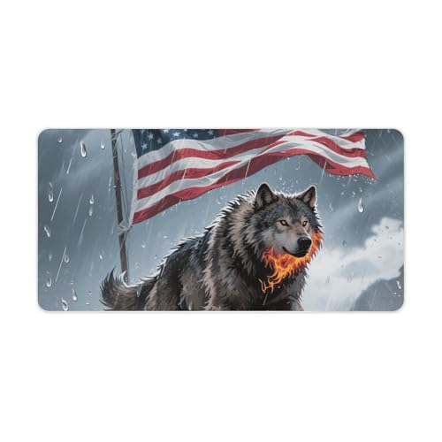 Tapis de souris grand format 60x30 cm motif loup pour bureau