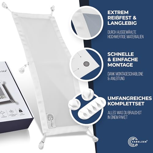 Kabelnetz Schreibtisch für Kabelmanagement, Kabelkanal flexibel - ideal für Kabelorganisation - Kabel verstecken unter dem Tisch, Kabelhalter inkl. Kabelschlauch, weiß