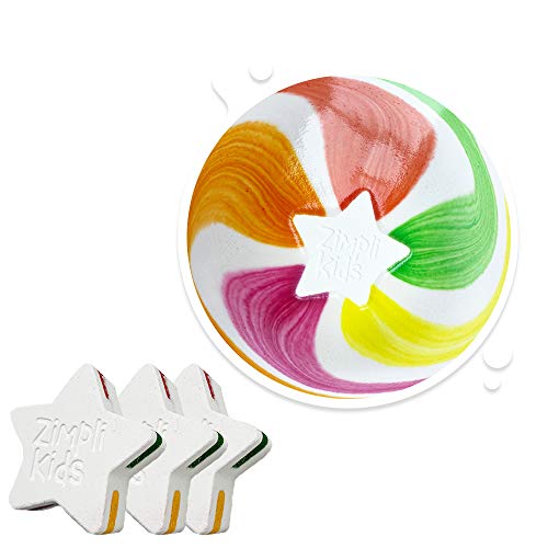 3 x Grandes Bombes de Bain Étoiles de Zimpli Kids, Bombes de Bain à Effet Spécial pour Enfants, Cadeau de Bain Mousseux fait à la main, Bio, Hydratant, Jouet Arc-en-ciel Cover