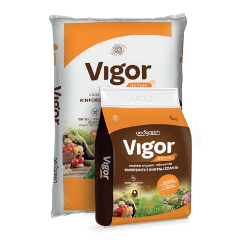 GEOGREEN VIGOR ACTIVE concime per prato, giardino, orto – organo minerale – NPK 7-9-16,5 – effetto starter – sviluppo radici