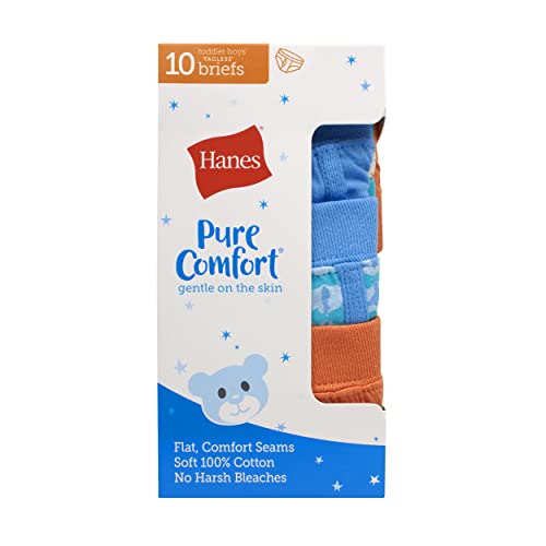 Image of Hanes Toddler Boys' Organic Cotton Underwear, Pure Comfort 100% Cotton Boxer Briefs Available, 10 & 7 Pack