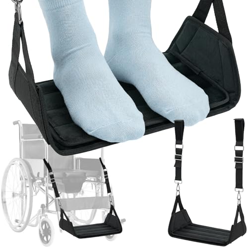 YIBEICO Upgrade Wheelchair Foot Rest Hammock - Adjustable Height Anti-Slip Anti-Squeeze Leg Support Sling with Rigid Base for Wheelchair Rollator Walker Footrest Replacement Essential Accessories