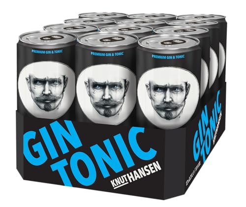 KNUT HANSEN GIN TONIC | Erfrischend und trinkfertig für unterwegs | Hergestellt aus KNUT HANSEN DRY GIN und selbst hergestelltem TONIC | 10% vol. | 12 x 250ml Dose
