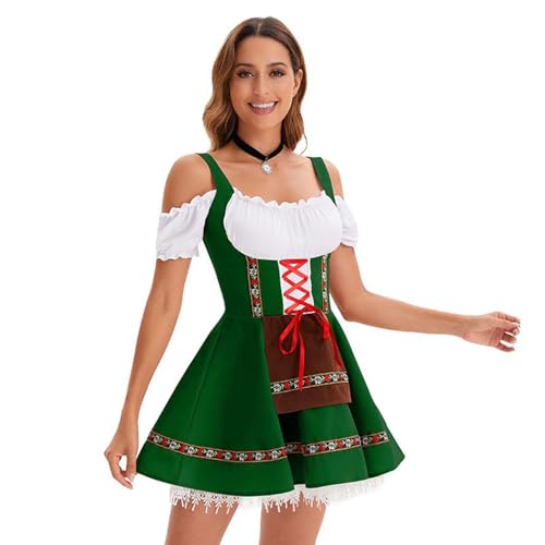 MOKBAY Vestido Oktoberfest Mujer Costume Oktoberfest Costume de Tirolesa Sexy Dirndl Dirndl Disfraces Verde Vestido Cerveza Disfraz Mujer Traje Disfraz de Tirolesa Verde XL