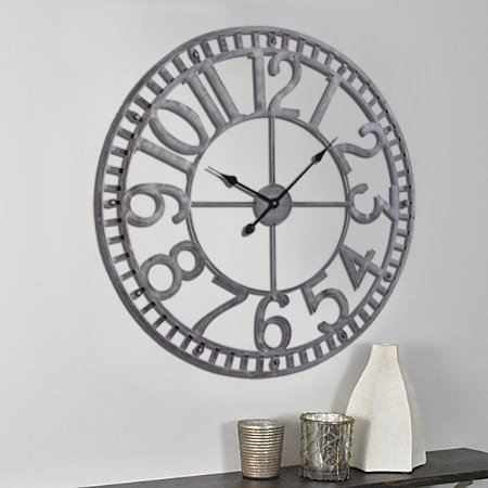 Utopia Alley Manhattan Industrial Wall Clock - Large Wall Clock, Big Clocks For Living Room Decor Or Dining Room Decor, Decorative Wall Clocks, Iron Wall Decor, Metal Wall Clock (32" Analog, Pewter) #TOP7