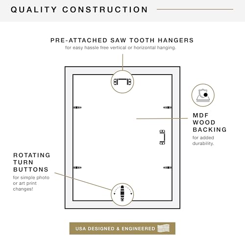MCS Studio Gallery 11x14 Picture Frame Gray Woodgrain, Rectangle Photo Frame for Photos, Posters & Art Prints (2-Pack)