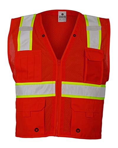 Image of Kishigo Black Enhanced Visibility Men's Vest B100, Multi Pocket Mesh Hi-Vis Vest, Ultra-Cool Polyester, 6 Pockets, Zipper