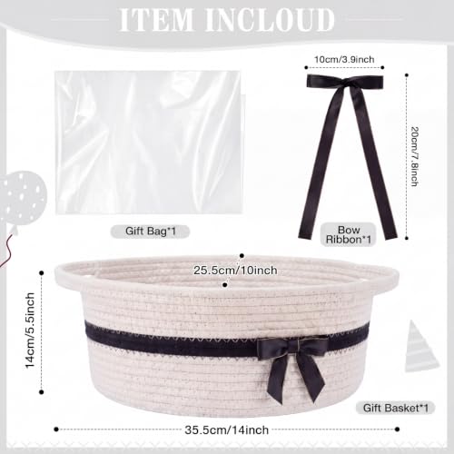 Image of Colingmill 1 Set Woven Empty Basket for Gift, White Black