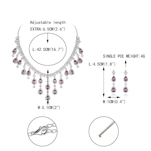 EVER FAITH Damen Cubic Zirconia Gorgeous Wasser Drop Dangle Halskette Ohrringe Set Silber-Ton