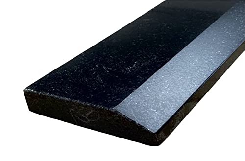 Tenedos Single Hollywood One High Beveled Absolute Black Marble Granite Threshold (Marble Saddle) Polished, Maintenance Free, Stain Resistant - (4" X 36") #TOP5