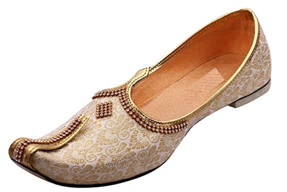 EthnicVibes Herren Hochzeit Jutti Traditionelle Mojari indische Punjabi Schuhe US 8-12 Stickmuster