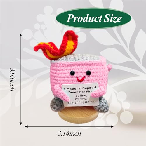 Image of Emotional Support Dumpster Fire - Positive Crochet Birthday Gifts for Women Men, Handmade Knitted Retirement Farewell Going Away Gifts for Friend Coworkers Chaos Coordinator Office Administrative Boss