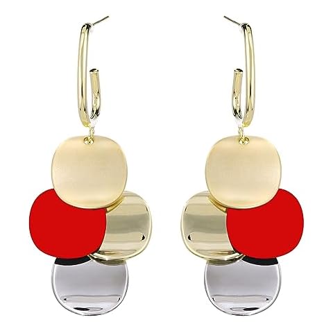 SinglinArt Red Dangle Earrings for Women Gifts Gold Statement Drop Fashion Jewelry Cover