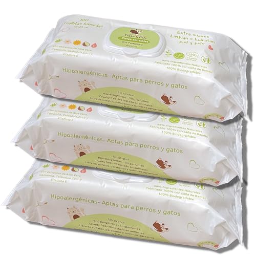 Peppo and Pets - Toallitas Húmedas limpiadoras para Perros y...
