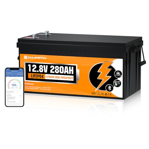 ECO-WORTHY 12V 280Ah Lifepo4 Lithium Leisure Battery With Bluetooth, Low-Temp Protection,6000+ Cycles For Motorhome, Shed, Home Energy Storage