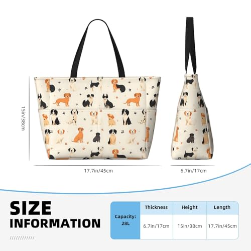 Large Beach Bags for Women Sandproof - Dog Cute Paw Print Summer Work Travel Tote Bags with Zipper2
