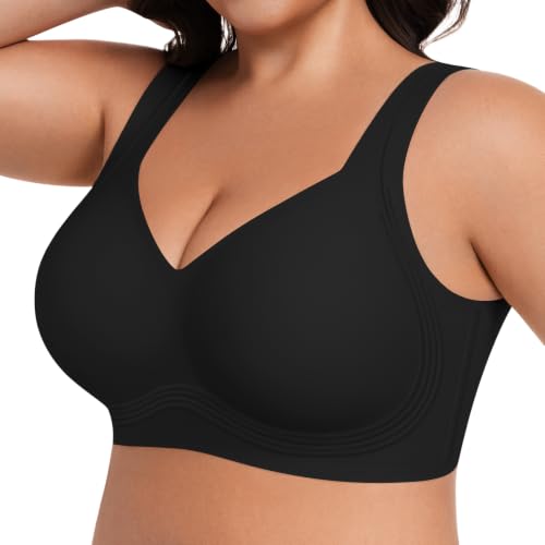 Image of HBselect Jelly Bras for Women Plus Size Pullover Wireless Full Coverage Bra | No Underwire, Push Up, Lift, Minimizer Bras, Wide Straps, Seamless T-shirt Everyday Bralette, For Older Women, Large Breast