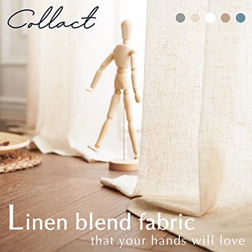Collact Linen Curtains Farmhouse Curtains 96 Inches Long Back Tab Drapes Flax Linen Blend Fall Curtains For Living Room Bedroom Window Treatments Light Filtering Curtains 2 Panels Set Rod Pocket Crude #TOP2