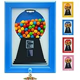 Herton Candy Dispenser, Rare Vintage the Handy Candy Frame - Hanging Candies Machine Art, Mini Wall Mount Gumball Machine, Snack Spinner Picture Frame Display, Hang on Wall or Stand on Table (Blue)