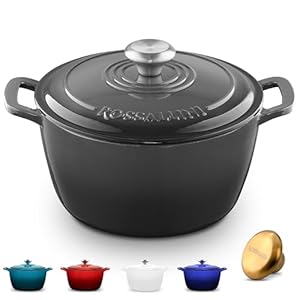 Signature Enameled Cast Iron Dutch Oven, Non-Stick Serving Pot with Tight Fitting Lid for Perfect Roasting, Baking, Sauteing, and Bread Making | 5.5Q (5.2L) – Oyster Grey