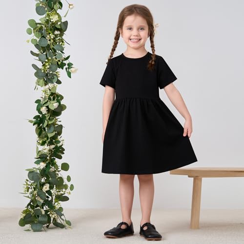 pureborn Baby Girl Dress Cotton Playwear Soild Color Dresses 0-6 Years2