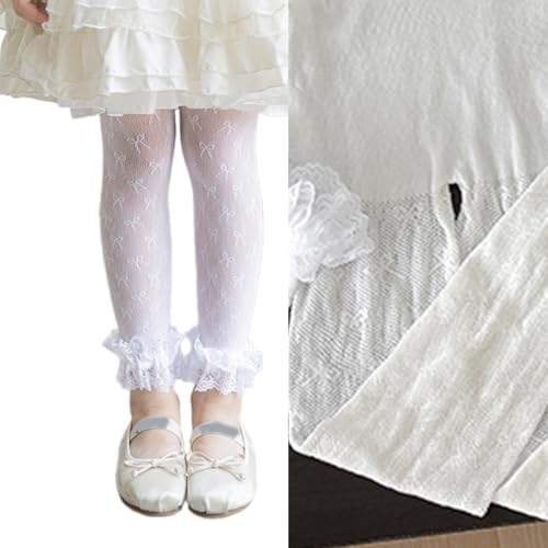 Toddler Socks, Girls Lace Bowknot Sweet Tights Stretchy Nylon Fabric Breathable Wear Soft Leggings Comfortable2