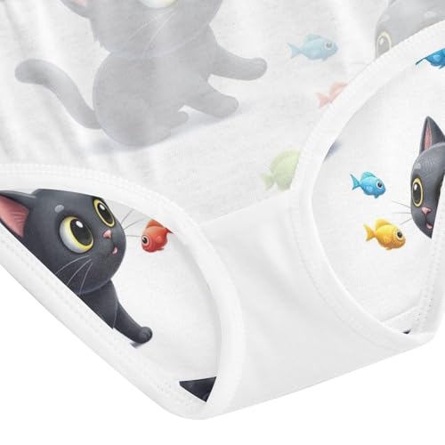 Black Cartoon Cats Toddler Underwear Girls, Cotton Underwear Girls, 2T–8 Years4